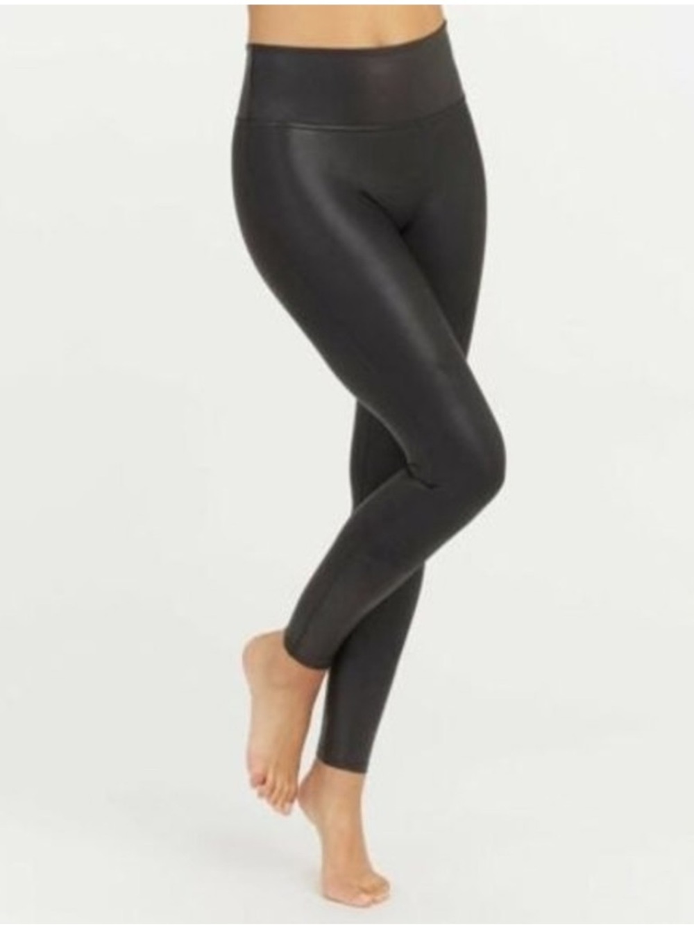 SPANX Black Pebbled Faux Leather Leggings